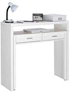 Skraut Home – Ausziehbarer Schreibtisch – Geschlossene Maße: 87 x 99 x 36 cm – Arbeitskonsole – Widerstandsfähiges Holz – Weiß – Ideal für Ihr Zimmer