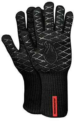 Feuermeister Premium BBQ Grillhandschuh in Größe 8/1 Paar / EN407 Zertifiziert/bis 500°C hitzebeständig/aus hochwertiger Aramid/Nomex Faser/extra lang zum Backen, Kochen, Grillen
