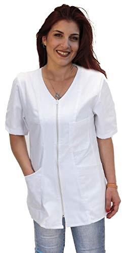 Camice da Lavoro Donna con Zip Estetista Parrucchiera Cuoca OSS Infermiera Dentista (XL)