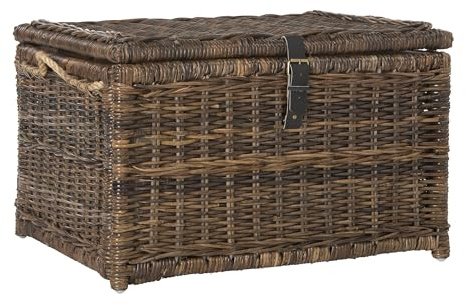 happimess HPM9001B Caden 30 Wicker Storage Trunk, Collapsible for flat storage, Rattan-Sarang Buaya, Coastal for Office, Dorm Room-LivingRoom, Bedroom, Dining Room, Brown