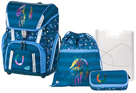 Schneiders Vienna 78338-064 - Schulranzenset Smart mit Sportbeutel, Schlamperetui und Heftbox, Pferd, 4 teilig