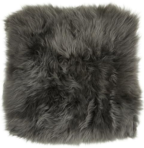 LUXOR living Sitzkissen, Schaffell echt, Lammfell, eckig 34 x 34 cm Schwarz | 1 Kissen, Obermaterial 100% Wolle, Rückseite gegerbtes Leder, Sitzunterlage für Stühle und Bänke