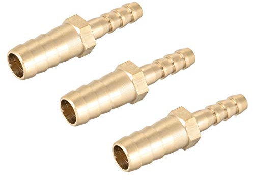 sourcing map Straight Brass Barb Fitting Reducer, Fit Hose ID 10mm to 6mm 3pcs