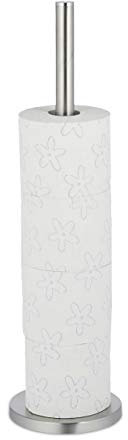 Relaxdays Porte-Papier Toilettes Support Rouleau de Papier WC réserve 5 Rouleaux, HxD: 55 x 15 cm, argenté