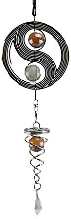 Edelstahl-Windspiel mit Spiralschwanz, hängendes Windspiel Yin Yang, runde Form, Retro-Eisen, Windspiel – dekoratives Windspiel für drinnen und draußen
