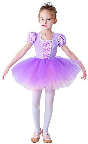 Lito Angels Principessa Rapunzel Tutu Ballerina Costume per Bambina, Vestito dal Balletto Danza Classica, Taglia 2-3 anni, Viola