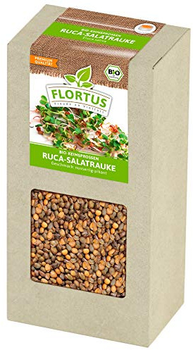 FLORTUS BIO Keimsprossen Ruca-Salatrauke | Gesunde & leckere Keimsprossen | Sprossensaat | Keimsprossen | Keimsaaten