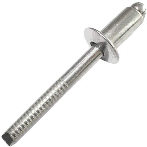 AERZETIX - C48310 - Lot de 10 Rivets Aveugles Standard Ø6.4x12mm à Tête Plate en Acier Inox A2 - DIN 7337 A - Rivet Pop à Rupture de Tige