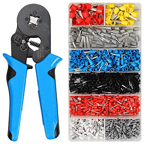 Pinza Crimpatrice Kit 0.08-10 mm², con 1200 Piezzi Connettore del Cavo per Terminale a Manicotto，Pinza Crimpatrice Kit terminale Isolato,