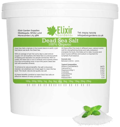 Elixir Gardens Dead Sea Salt | Organic 100% Natural Salts | Various Sizes 250g-25kg | 10kg Tub