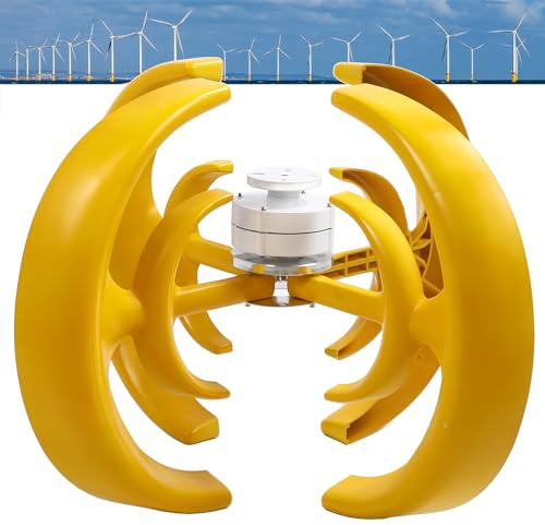 Eujgoov Vertical Axes Wind Generator, 1200W 4 Blatt Laternen-Windturbinen-Set mit Controller für Hybrid-Wind-Solar-System(48V)