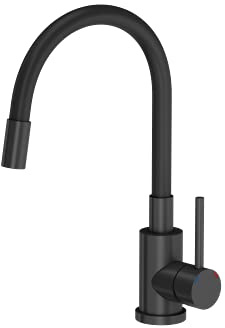 VBChome Sehr Schwarz Spültischarmatur Flexibel 360°drehbar Strahlregler Edelstahl Küche Wasserhahn Küchenarmatur Einhebel Spültischbatterie Spüle Mischbatterie Kalt-warm Farbe: Schwarz