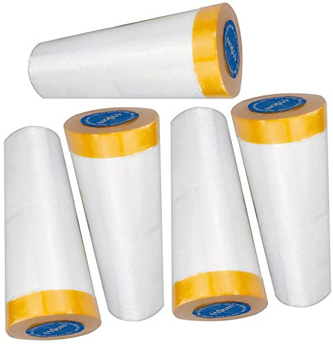 Malerkrepp Abdeckfolie Extra Stark Maler Rolle Klebeband Maler Abdeckplane Staubschutzfolie Mit Klebeband Anti-schmutzig Baufolie Typ150/200/300 Mit Kreppband Oberflächenschutz Möbelschutz