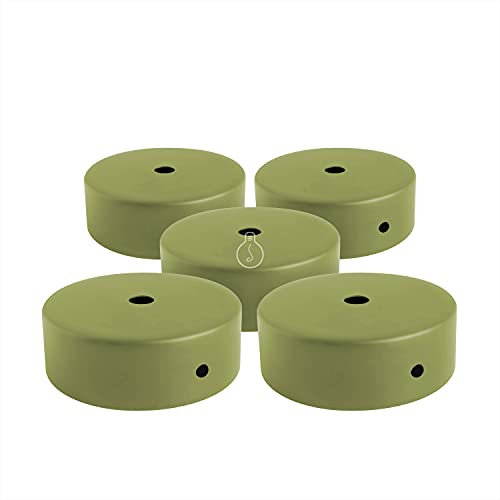 AMARCORDS - 5 Baldachin rosetten aus Metall, Farbe PISTAZIE, Lampengehäuse komplett mit Kabelklemmenzubehör, Schrauben und Deckenhalterung. Durchmesser 77 mm, Höhe 26 mm