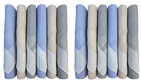 Caruso Italy Herren Taschentücher 100% Baumwolle Premium 60er Qualität Formal Light Dark Farben – 12er Pack 46x46 cm, Weich Saugfähig Waschbar, Elegante Stofftaschentücher