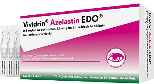 Vividrin Azelastin EDO 0,5 mg/ml Augentropfen: Lösung im Einzeldosisbehältnis, schnelle Akut-Hilfe für die Augen bei Allergie, 20 x 0,6 ml Ampullen