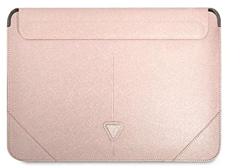 Guess GUCS16PSATLP 16 Inch Sleeve for PC and Laptop Accessories Pink Saffiano Triangle Logo