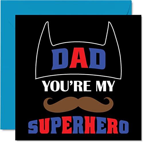 Stuff4 Superheld Vatertagskarten für Papa, Geburtstagsgeschenke | Super Hero Happy Birthday Karte für Vater von Sohn, Tochter, Vatertag, 145 mm x 145 mm, Vatertagsgrußkarten