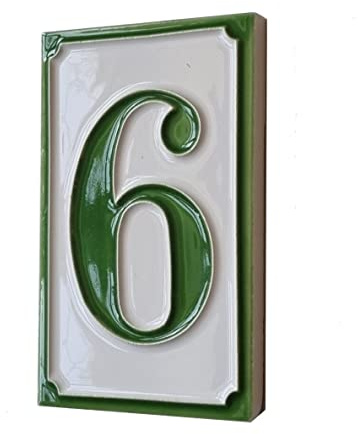 Hausnummern, handbemalt, italienische Keramik, schlichtes grünes Design, Fliesengröße: 11 x 7 cm, Grün