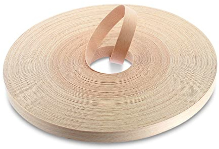 WoodPress® 15mm Bois de Hêtre Chant en placage Bois préencollé 50 m | Rouleau pro de chant bois, colle thermofusible, pour fabriquer des meubles et finir placards et étagères, pose au fer
