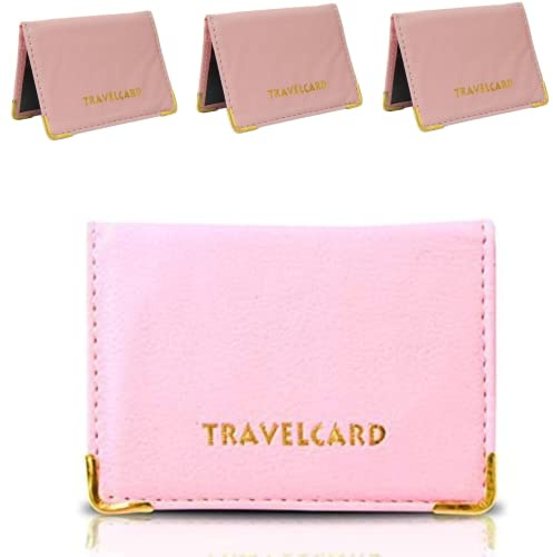 Glamified - Funda de piel para tarjetas de viaje de ostra, rosa pastel, 10,5 cm, Casual