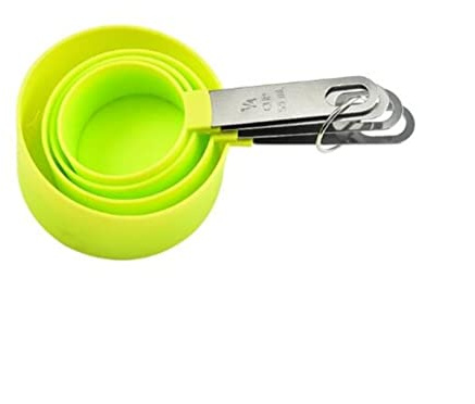 4Pcs/5pcs/10pcs Multi Purpose Spoons/Cup Measuring Tools PP Baking Accessories Stainless Steel/Plastic Handle Kitchen Gadgets (Color : 10pc pink set) (4pc Yellow Cup)