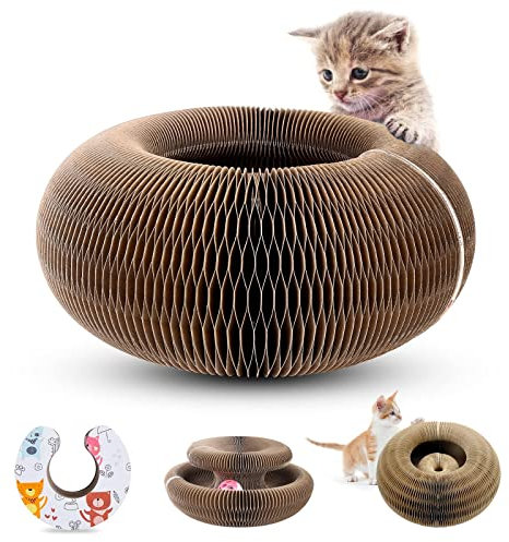 Vegena Kattklösbräda - Magic Organ Cat Scratching Board med klockor, klösbräda för katter, klösbrädor katt, kattleksak, rund säng, klösleksak för katter, klösbräda