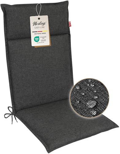 Herlag Polsterauflage Bea Hochlehner 120x50x4,5cm | Wasserabweisende Gartenstuhlauflage Fleckschutz | Bequeme Camping Sitzauflagen | Pflegeleichte Easy-Line | Öko Tex 100 | 1 Polster | Anthrazit
