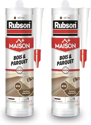 Rubson Mastic Maison Bois & Parquet couleur Hêtre (cartouche de 280 ml), Mastic acrylique pour tous supports bois et maçonnerie, Joints intérieur abrité (Lot de 2)