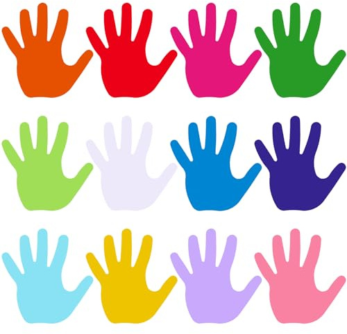Kisston 360 st handutskärningspapper 9,5 cm barn hand blandade färger kreativa utskärningar handform stansar papper för gör-det-själv-projekt hantverk tillbaka till skolan klassrum anslagstavla dekor
