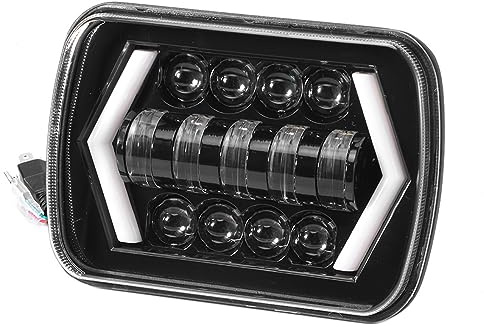 Leapiture Quadratischer Scheinwerfer, 5 x 7 Zoll, Abblendlicht, Autoscheinwerfer mit LED-Blinker, geeignet für Jeep-Fahrzeuge