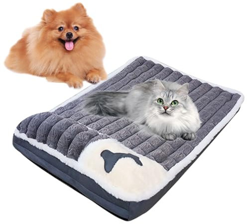 Qikam Hundebettmatte - Waschbare Hundebox-Matte mit Rutschfester Unterseite | Hundehüttenunterlage mit weichem Kissen, Haustierbett für Hunde, gemütliches Schlafen für kleine Hunderassen, reduziert