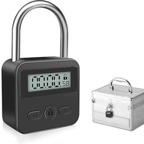 mizikuu Display Lock, Blocco Orario Digitale con Display LCD USB Ricaricabile 99 Ore Massimo Multifunzione Blocco Tempo Intelligente per Prevenire Le Cattive Abitudini, Nero