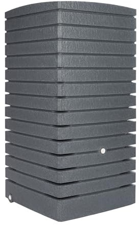 FLORANTIA Regentonne eckig Regenwassertank Quadrum 320 Liter anthrazit aus UV- und witterungsbeständigem Material. Regenfass BZW. Regenwassertonne mit kindersicherem Deckel und Messinganschlüssen