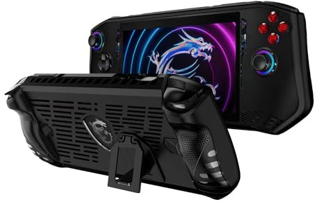 Soft TPU Protective Case with Kickstand for MSI Claw A1M 7 2024 Handheld Game Console Drop-Proof Protector Slim Stand Sleeve Skin Cover with Non-Slip,Anti-Collision,Shockproof (Black)