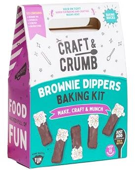 Craft & Crumb Brownie Dippers Bake & Craft Kit - Baking Set - Make It Yourself Chocolate Brownie Mix - Gifts For Boys and Girls - Summer Activites for Kids - Arts and Crafts for Age 3 +