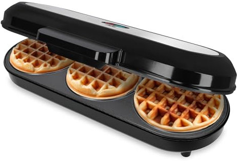 ADE Gofrera XL para 3 gofres redondos al mismo tiempo | 1.200 vatios | waffle maker con revestimiento antiadherente | perfecta para fiestas de cumpleaños infantiles
