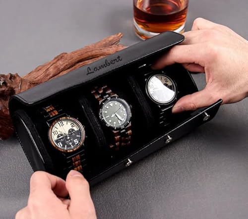 TPFOON Custom Engraved Watch Box - Personalisierte PU-Leder-Uhr-Box, Einzigartige Individuelle Reise-Uhr-Box, Graviert Groomsman Uhr Fall, Leder-Uhr-Halter Für Männer, Geschenk Für Papa