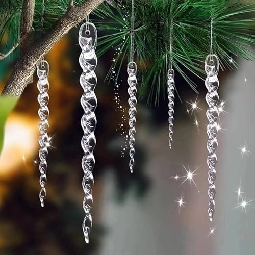 30pcs Icicle Ornaments Clear Plastic Icicle Christmas Ornaments Acrylic Clear icicles for Christmas Tree Decoration (30pcs Icicles Ornament)