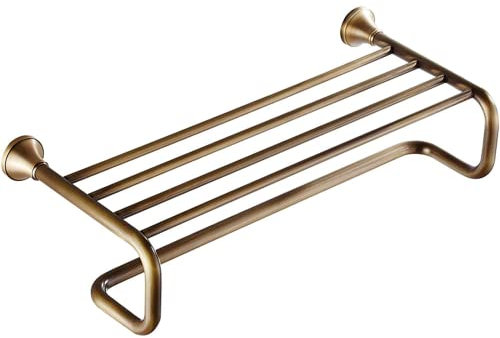 Generisch handtuchständer Doppellagiger Handtuchhalter mit Handtuchstange und Ablage antikes Messing wandmontierter Badezimmer-Organizer moderner europäischer Stil 60 cm / 236 Zoll