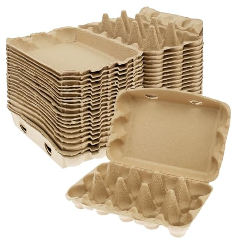 Foppla 20/30 Pcs Egg Cartons Paper Pulp Blank Egg Cartons Creative 3x5 Style Chicken Egg Cartons Reusable Cardboard Egg Boxes for Home Kitchen Farm Eggs Storage(20PCS)