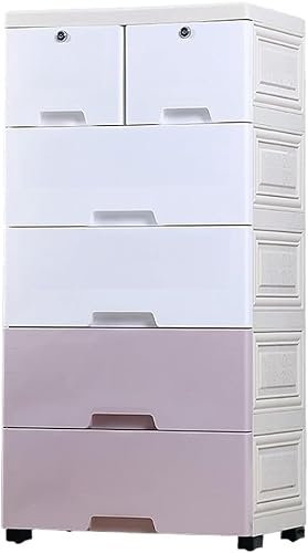 SHANYAYALI Aufbewahrungskörbe aus Kunststoff, Schubladentyp, Spind, Zuhause, Kleiderschrank für Wohnzimmer, Schlafzimmer, Kinderzimmer (Rosa, 5 Ebenen)