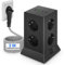 Torre di presa con USB C, 8 prese, multipresa con interruttore, protezione da sovratensione, spina piatta con cavo da 2 m, per ufficio e casa, adattatore multipresa, nero