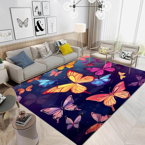 3D Tierischer Schmetterling Teppich Für Schlafzimmer Kinderzimmer Wohnzimmer Im Freien Balkon Terrasse, Matten Für Küche Krabbelmatte Modern Dünne Kinderteppiche 90 X 150 Cm - Leicht Z -86486899385369