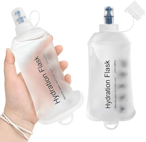 GYGYL Lot de 2 flasques souples en TPU pour sac d'hydratation, gilet de course, bouteille d'eau pliable anti-fuite pour randonnée, cyclisme, escalade, jogging - Blanc