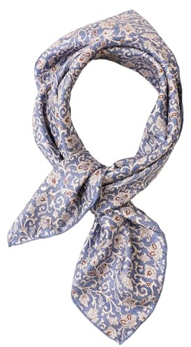 Prettystern handrullad sidenscarf kvinnor män unisex ren sidenbandana sommar, 41 Paisley Blue, 53/53 cm, épaisseur 14mm, roulé à la main