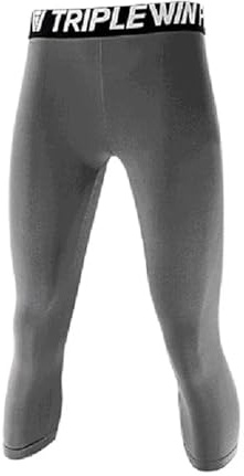 WXBCDS Leggin Uomo Uomo Palestra Capri Collant da Corsa Pantaloni Bambini Bambini Basket Calcio Calcio Fitness Esercizio Sport Pantaloncini Leggings Corti a 3/4(Gray,Adults XL)
