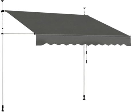 GYMAX Tenda da Sole a Bracci Regolabile in Altezza, Tenda da Sole con Manovella per Balcone, Tenda Impermeabile e Resistente al Sole, Altezza Regolabile da 2M a 3M, per Finestra (Grigio, 350 CM)