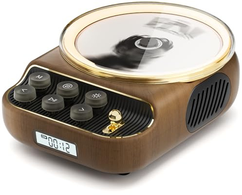 Retro Portable CD Players with Bluetooth Speakers, FM Radio, Night Light, LCD Display, 4000 mAh Battery, Vintage Radio Built in Dual Speakers Supports USB/AUX/Type-C for Home(Wood)