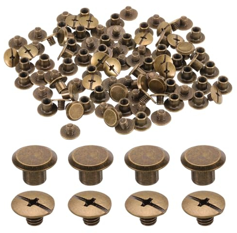 QUARKZMAN 50 Sets Chicago Binding Schrauben Nieten M5 x 5mm, Metall Buchschrauben mit Phillips Kopf für DIY Leder Gürtel Tasche Handwerk Buchbindung Dekoration (Bronze)